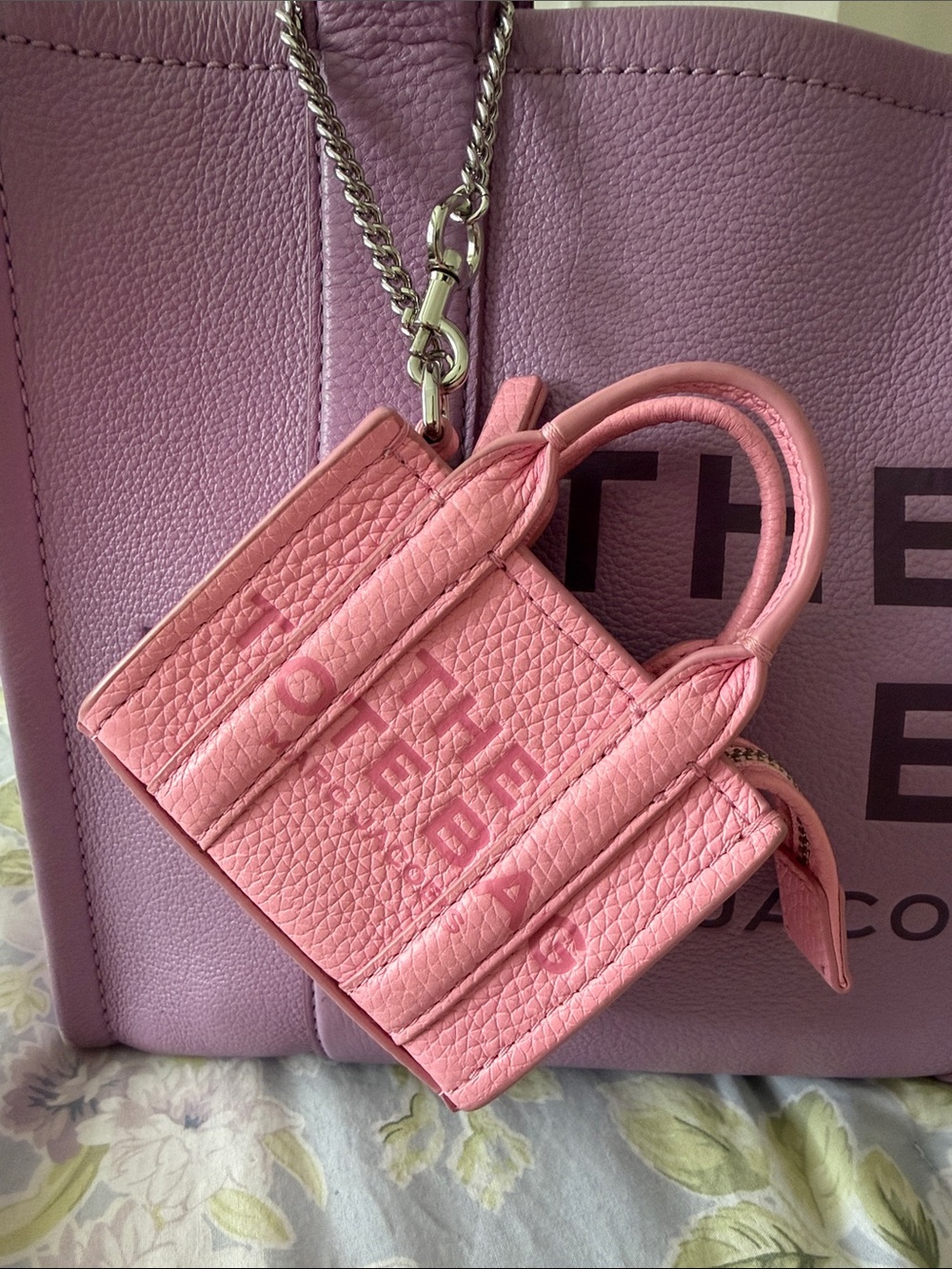 Marc Jacobs Pink Leather The Tote Keychain